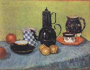 Vincent Van Gogh Still life Blue Enamel Coffeepot Earthenware and Fruit (nn04) oil painting picture wholesale